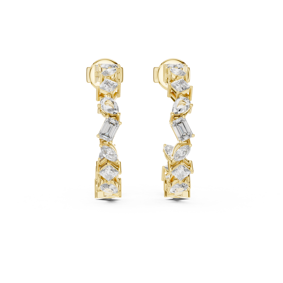 Multi Shape Lab Grown Diamond Open Hoop Earrings For Women