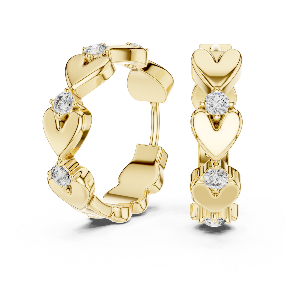 Romantic Round Lab Grown Diamond Small Heart Huggie Hoop Earrings for Women