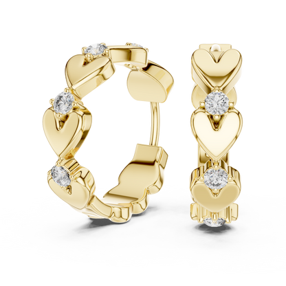 Romantic Round Lab Grown Diamond Small Heart Huggie Hoop Earrings for Women