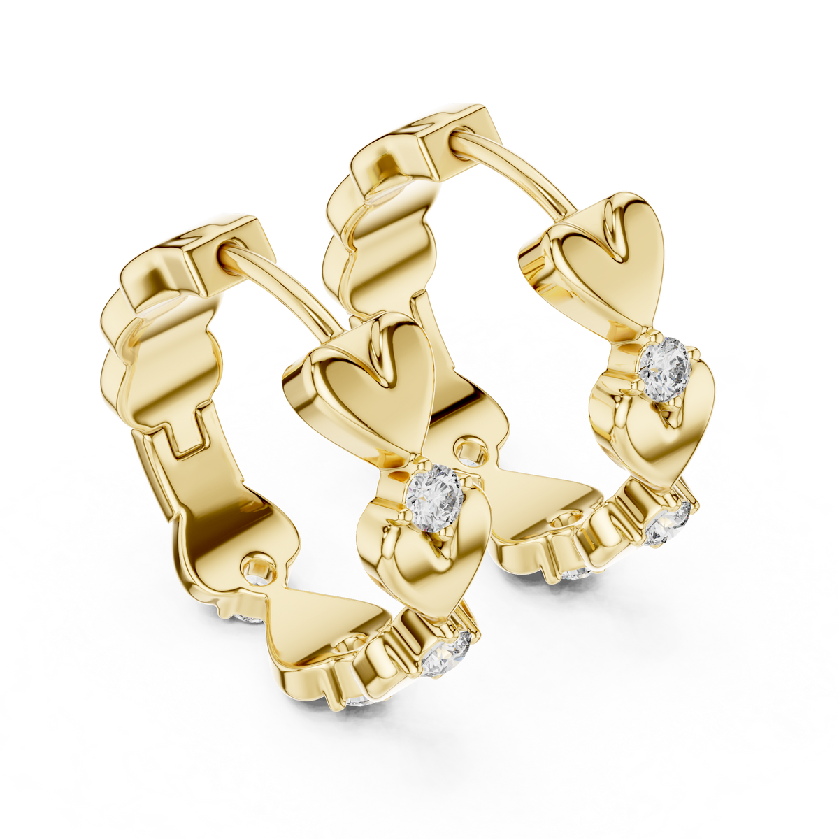 Romantic Round Lab Grown Diamond Small Heart Huggie Hoop Earrings for Women