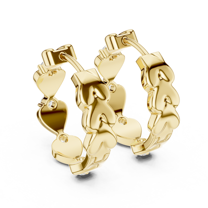 Romantic Round Lab Grown Diamond Small Heart Huggie Hoop Earrings for Women