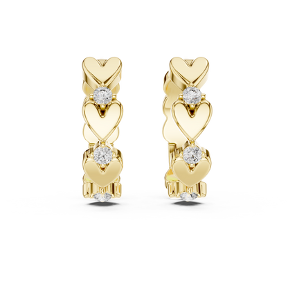 Romantic Round Lab Grown Diamond Small Heart Huggie Hoop Earrings for Women