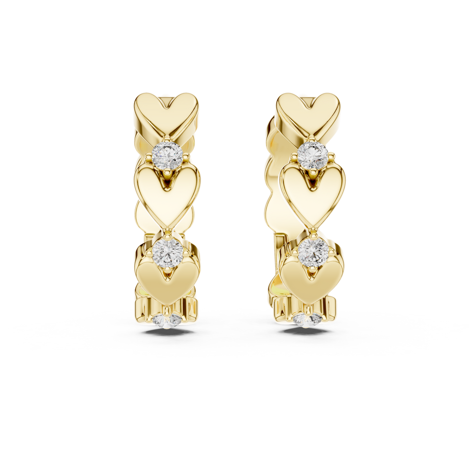 Romantic Round Lab Grown Diamond Small Heart Huggie Hoop Earrings for Women
