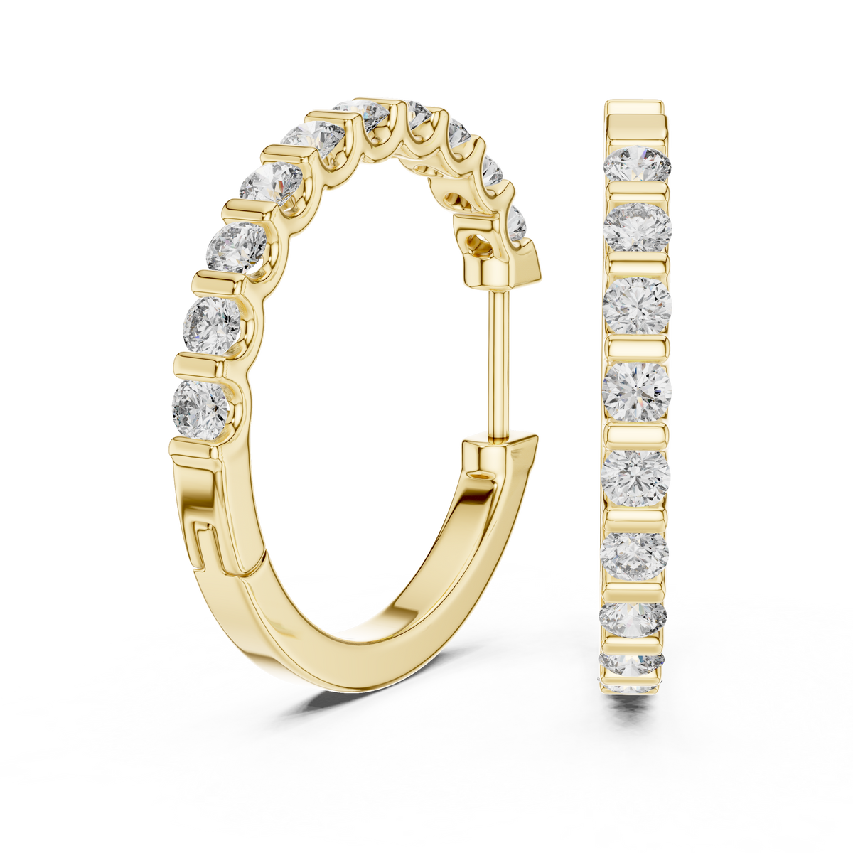 Shared-Prong Lab Grown Diamond Hoop Earrings For Women