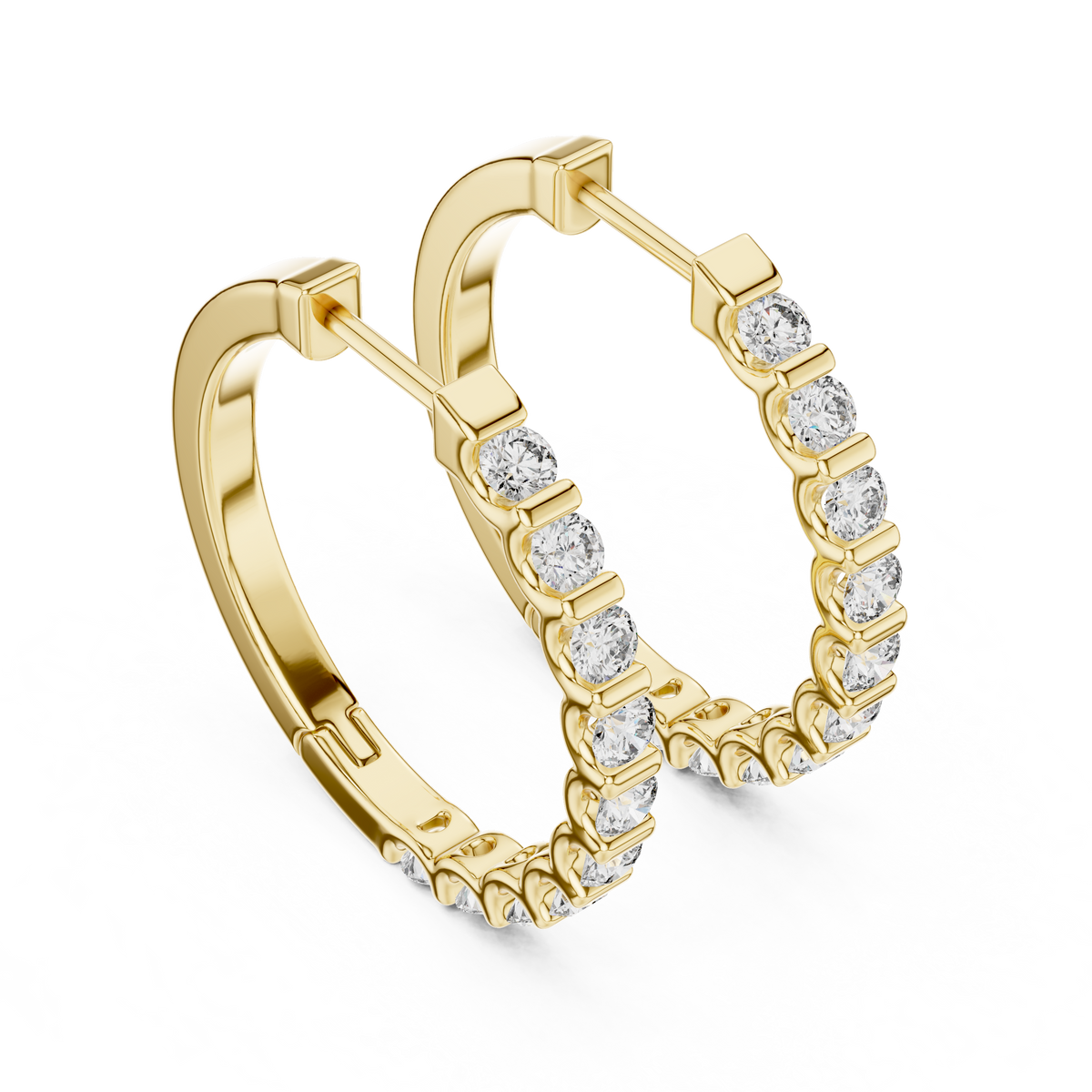 Shared-Prong Lab Grown Diamond Hoop Earrings For Women