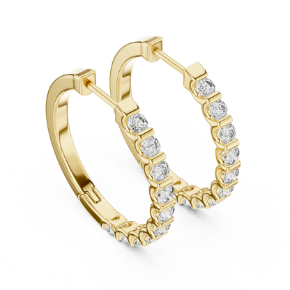 Shared-Prong Lab Grown Diamond Hoop Earrings For Women