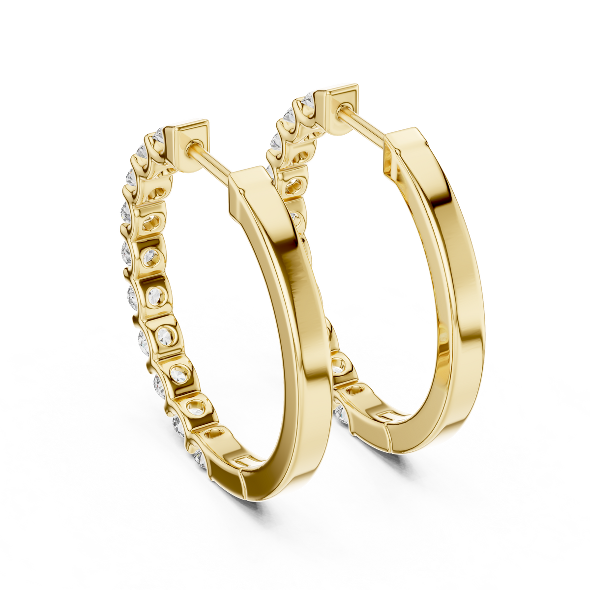 Shared-Prong Lab Grown Diamond Hoop Earrings For Women