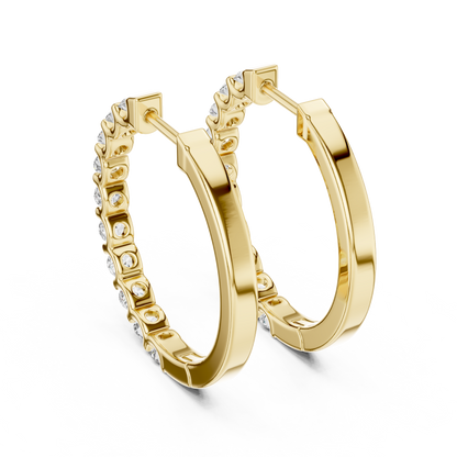 Shared-Prong Lab Grown Diamond Hoop Earrings For Women