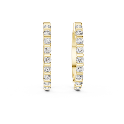 Shared-Prong Lab Grown Diamond Hoop Earrings For Women