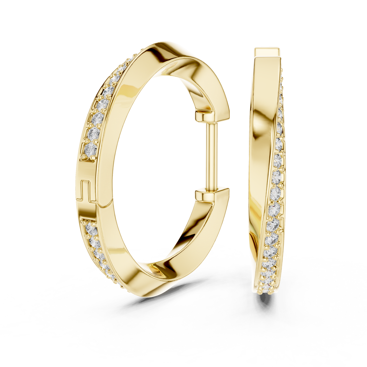 Twisted Lab Grown Diamond Huggie Hoop Earrings For Women