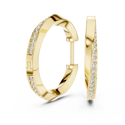 Twisted Lab Grown Diamond Huggie Hoop Earrings For Women