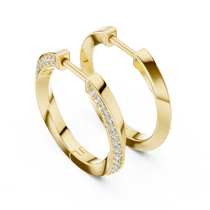 Twisted Lab Grown Diamond Huggie Hoop Earrings For Women
