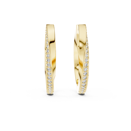 Twisted Lab Grown Diamond Huggie Hoop Earrings For Women