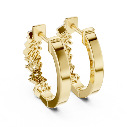 Baguette Lab Grown Diamond Mosaic Huggie Hoop Earrings For Women