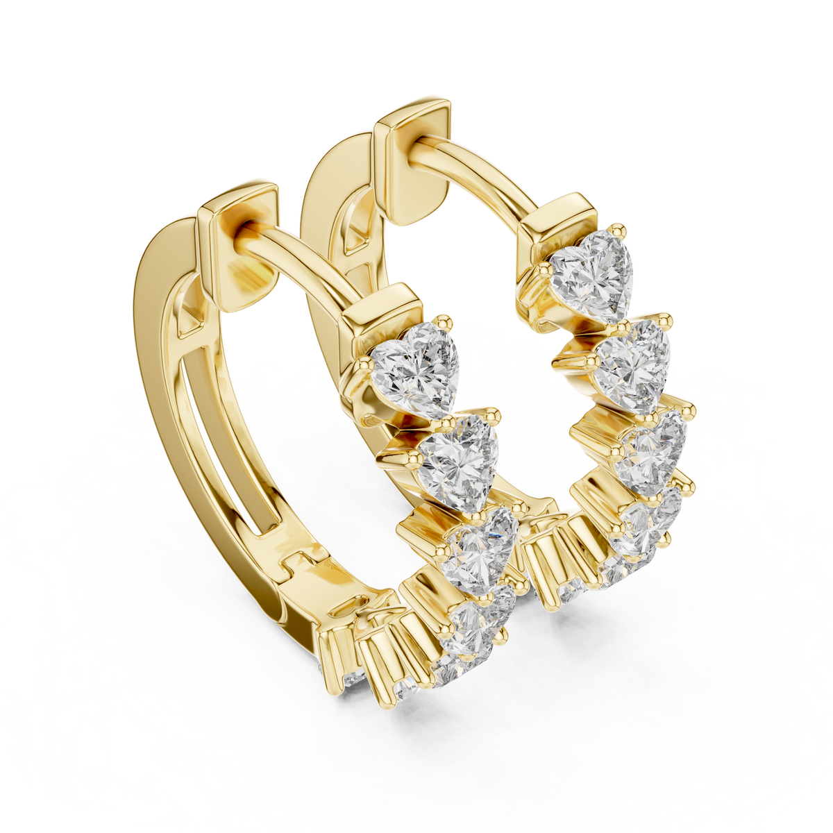 Heart-Cut Lab Grown Diamond Huggie Hoop Earrings