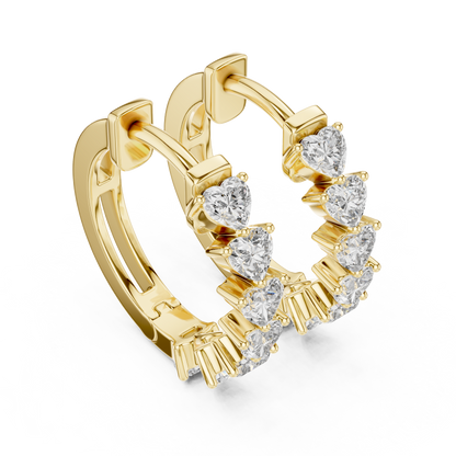 Heart-Cut Lab Grown Diamond Huggie Hoop Earrings