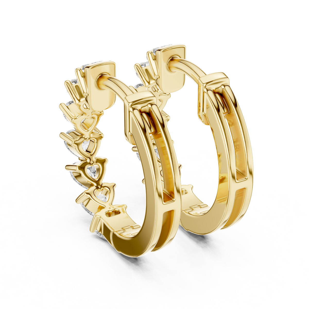Heart-Cut Lab Grown Diamond Huggie Hoop Earrings