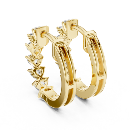 Heart-Cut Lab Grown Diamond Huggie Hoop Earrings
