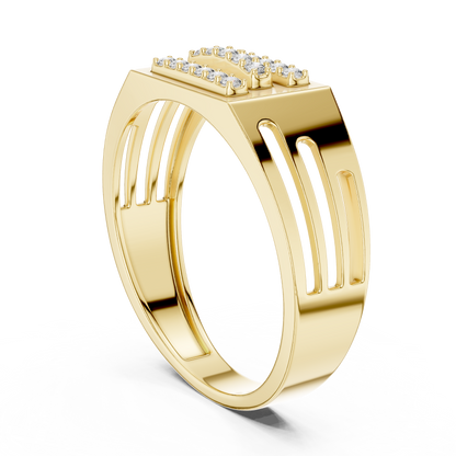 Triple Horizontal Pave Bar Slotted Shoulder Lab Grown Diamond Ring