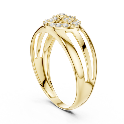 Circular Compass Wheel Pave Halo Openwork Lab Grown Diamond Ring