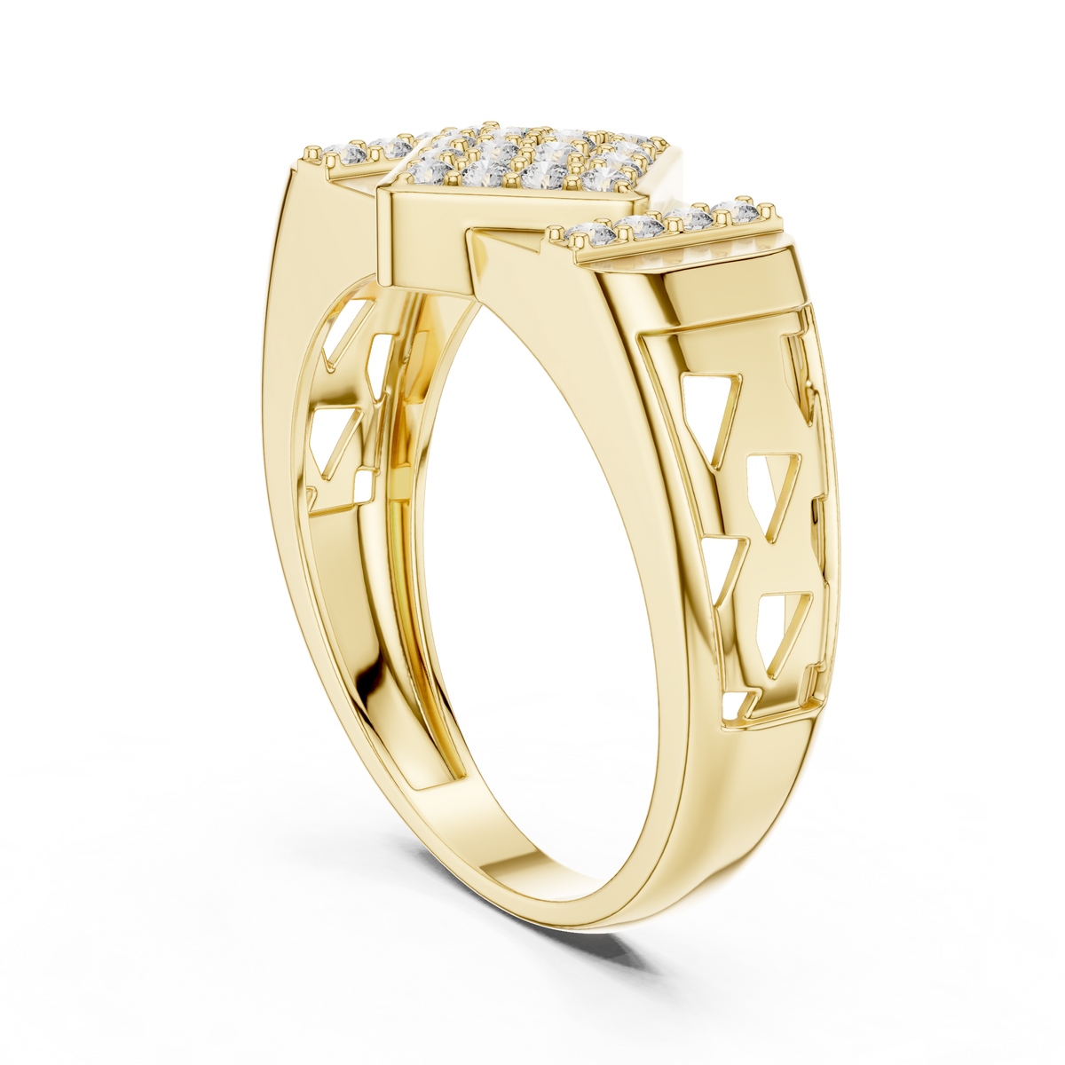 Rhombus Pave Center Openwork Lab Grown Diamond Ring