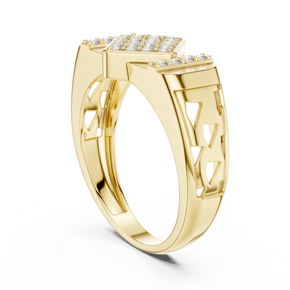 Rhombus Pave Center Openwork Lab Grown Diamond Ring