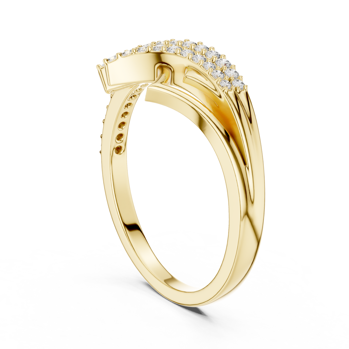 Asymmetric Openwork Bypass Lab Grown Diamond Statement Ring