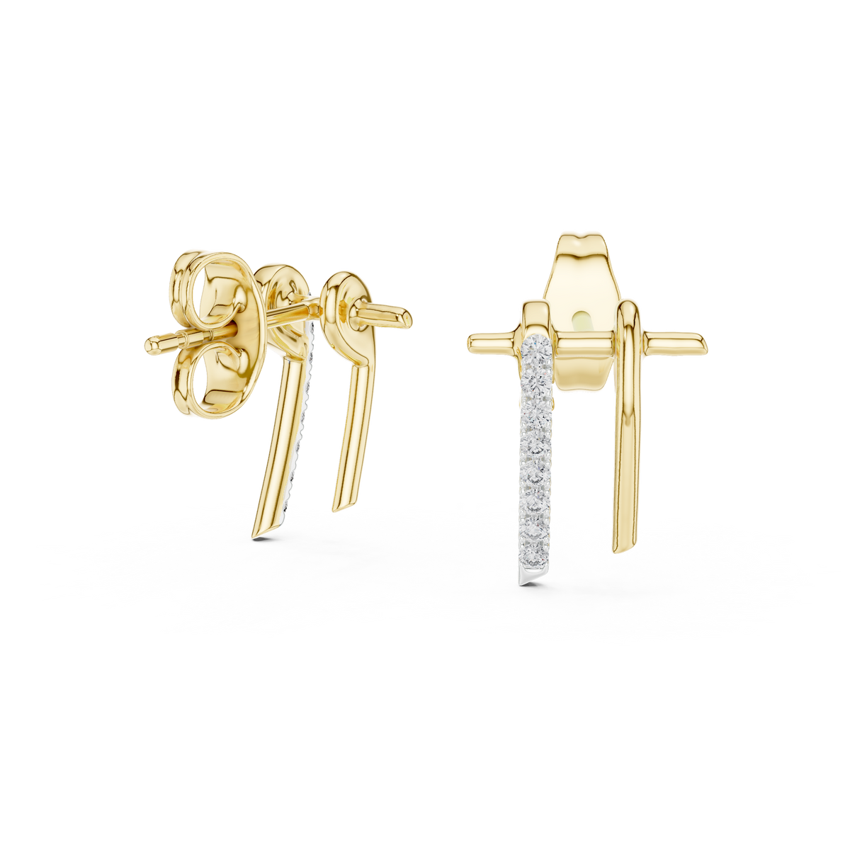 Round Pave Lab Grown Diamond Bar Earring