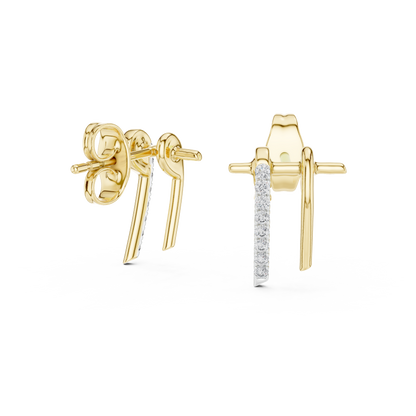 Round Pave Lab Grown Diamond Bar Earring