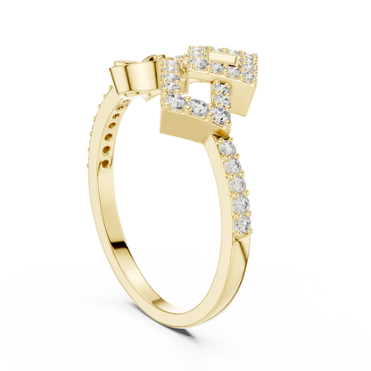 Square Pave Floral Crest Lab Grown Diamond Ring