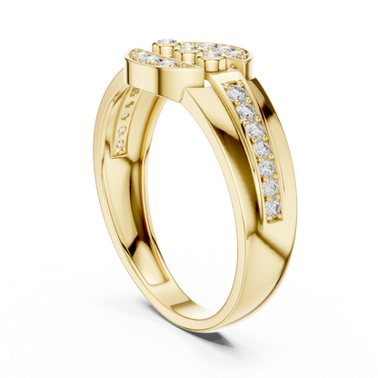 Divided Circle Bezel Trio Pave Cap Lab Grown Diamond Ring.