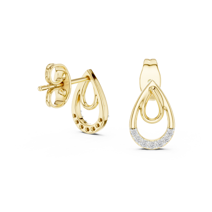 Round Pave Set Teardrop Motif Lab Grown Diamond Earrings