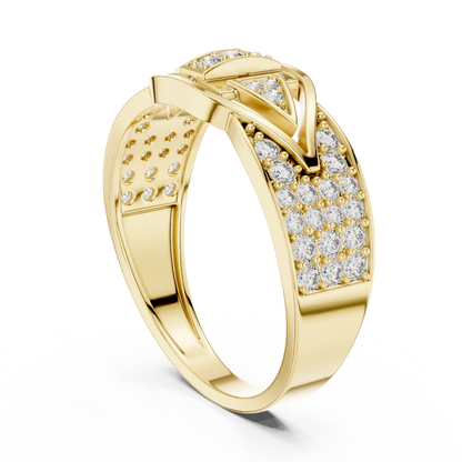 Geometric Center Bar Flanking Pave Triangles Lab Grown Diamond Ring