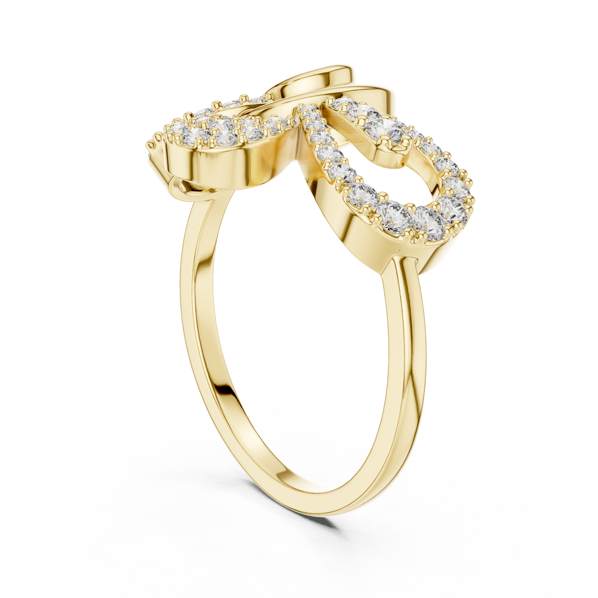Asymmetrical Abstract Swirl Pave Petal Lab Grown Diamond Ring