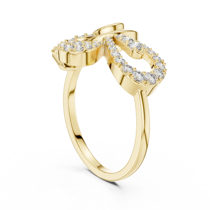 Asymmetrical Abstract Swirl Pave Petal Lab Grown Diamond Ring