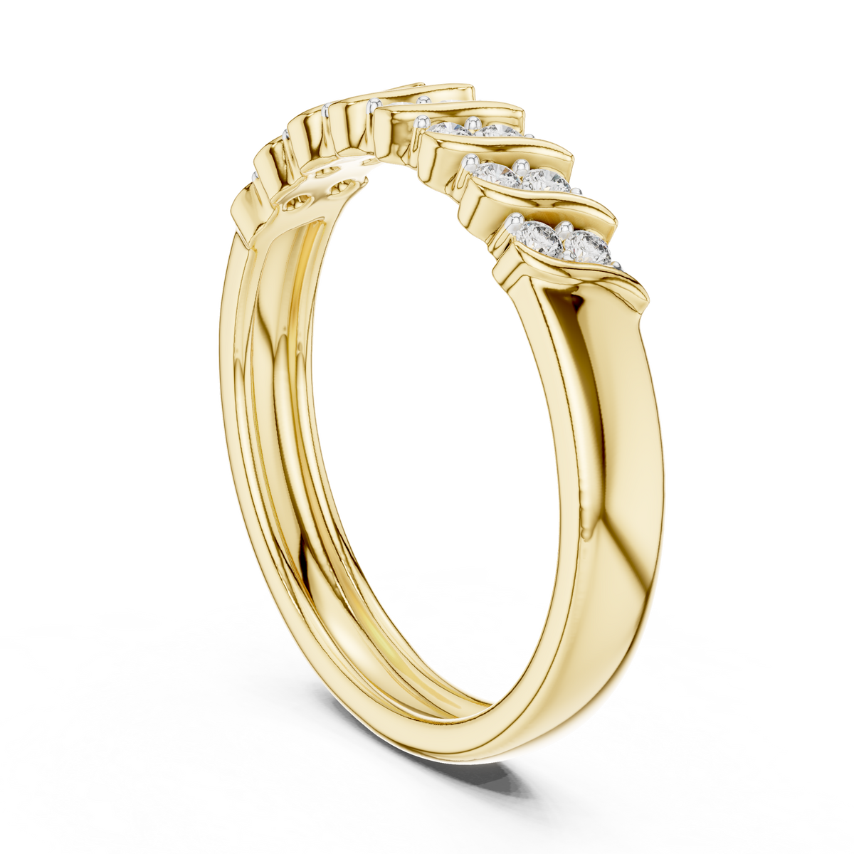 Swirl S-Curve Pave Set Lab Grown Diamond Ring
