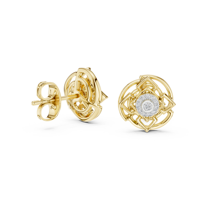 Round Cut Halo Geometric Lab Grown Diamond Earring