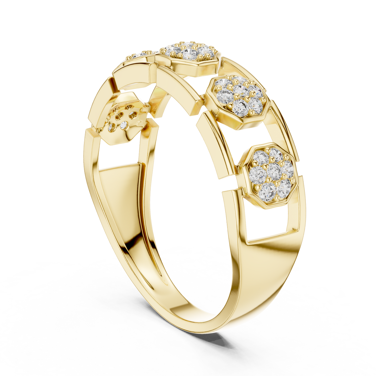 The Imperial Geometric Multi Octagon Pave Openwork Lab Grown Diamond Ring