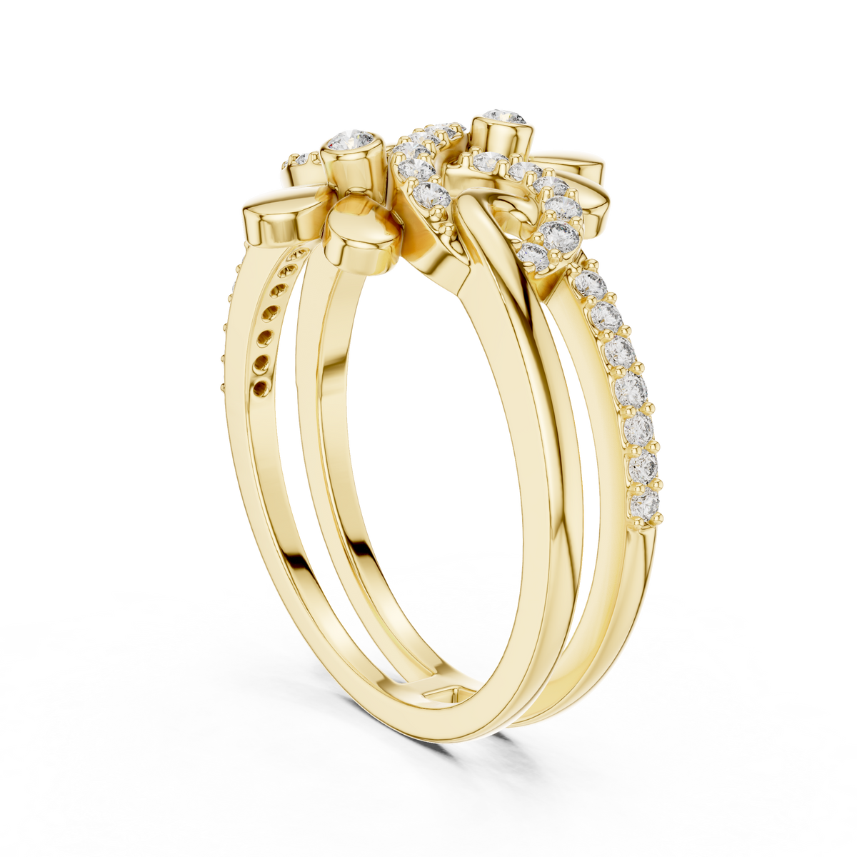 Dual Floral Infinity Pave Lab Grown Diamond Ring