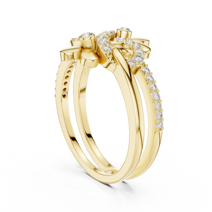 Dual Floral Infinity Pave Lab Grown Diamond Ring