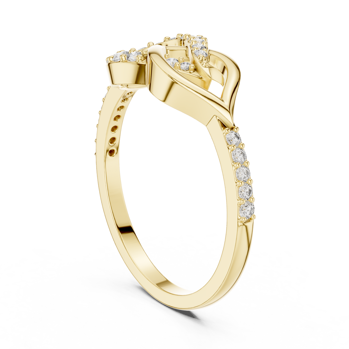Asymmetrical Interlocking Chevron Infinity Pave Lab Grown Diamond Ring