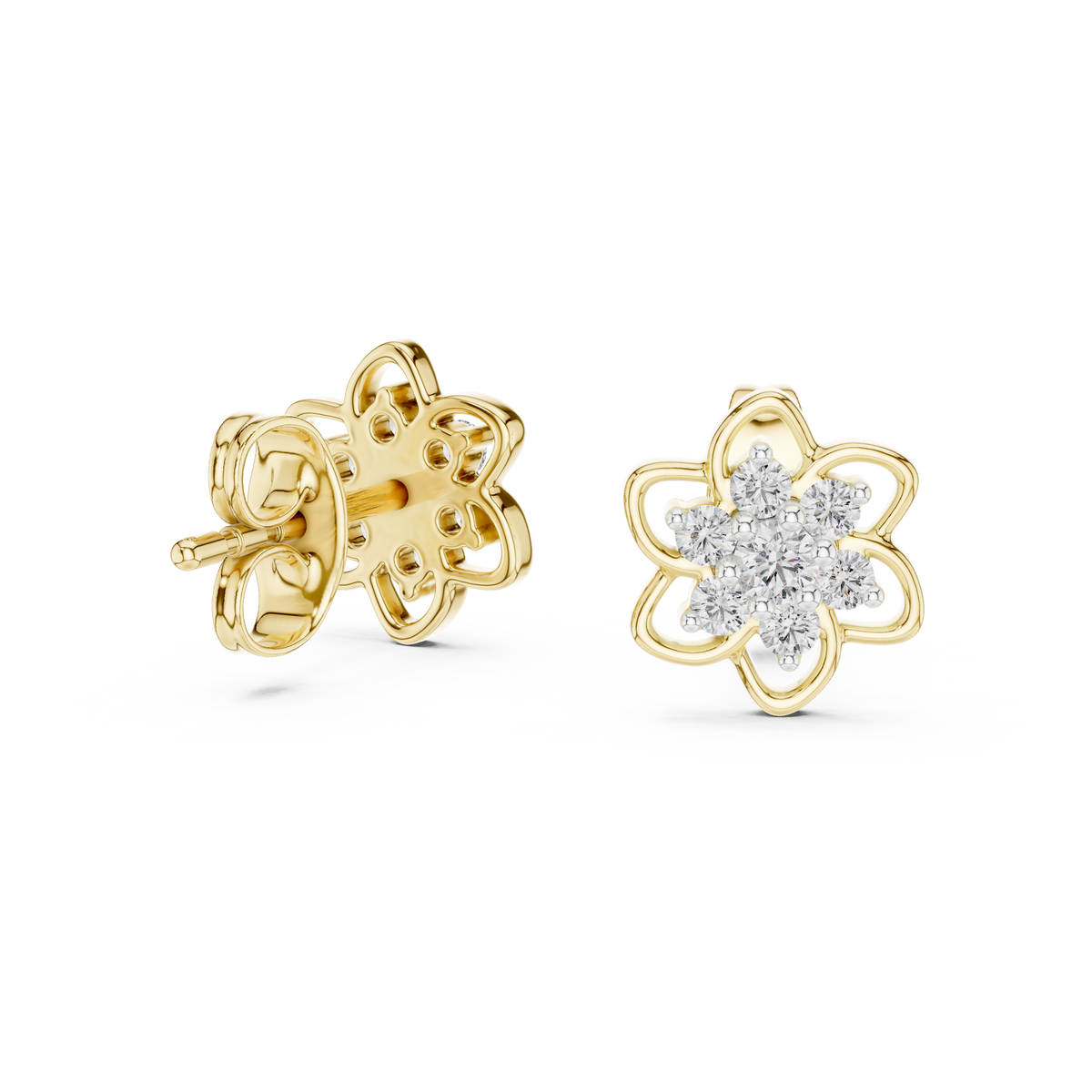 Round Cluster Petal Lab Grown Diamond Earring