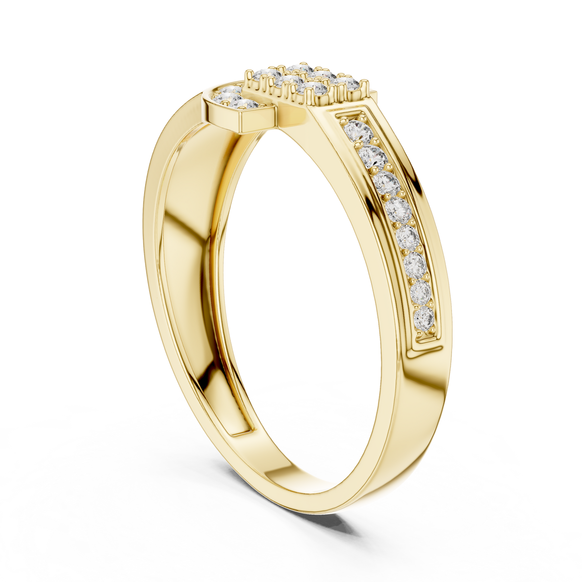 Keyhole G-Motif Center Pave Lab Grown Diamond Ring