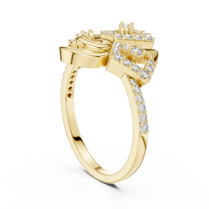 Multi-Geometric Pave Set Lab Grown Diamond Ring