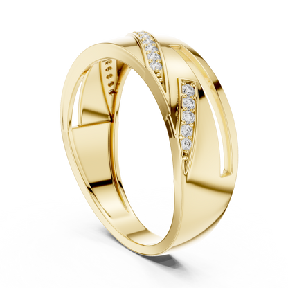 The Imperial Geometric Diagonal Pave Wave Cutout Lab Grown Diamond Ring