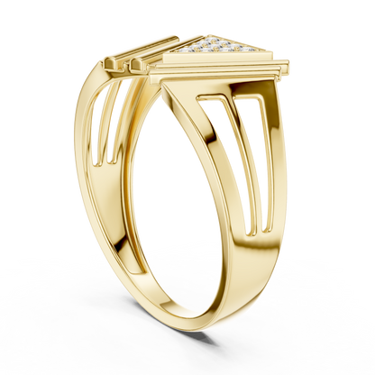 Inverted Triangle Pave Stepped Rib Openwork Lab Grown Diamond Ring