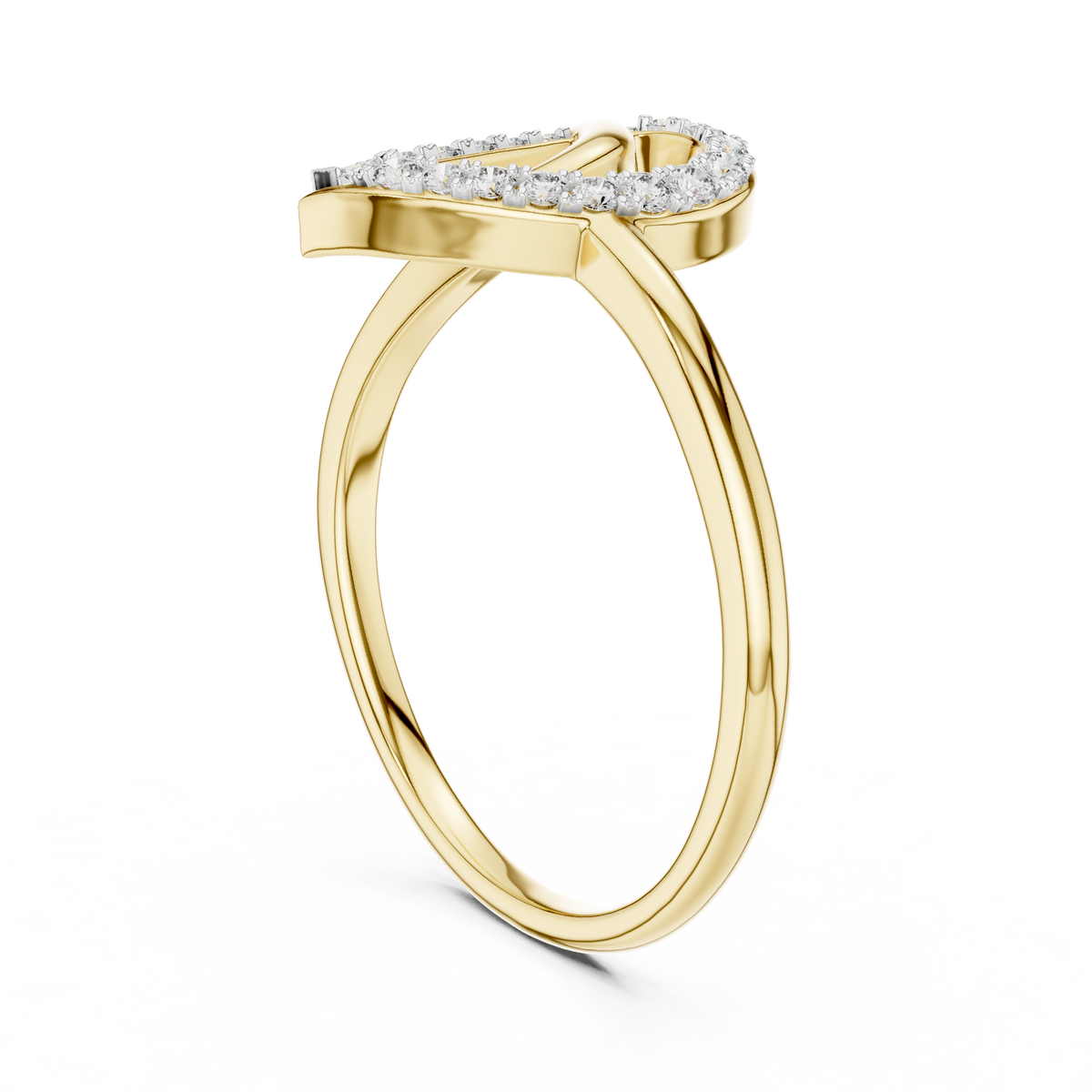 Swirl Teardrop Contour Pave Set Lab Grown Diamond Ring