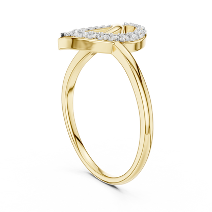 Swirl Teardrop Contour Pave Set Lab Grown Diamond Ring