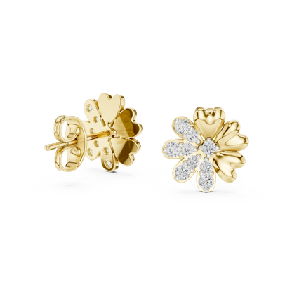 Round Cluster Heart Petal Lab Grown Diamond Earring