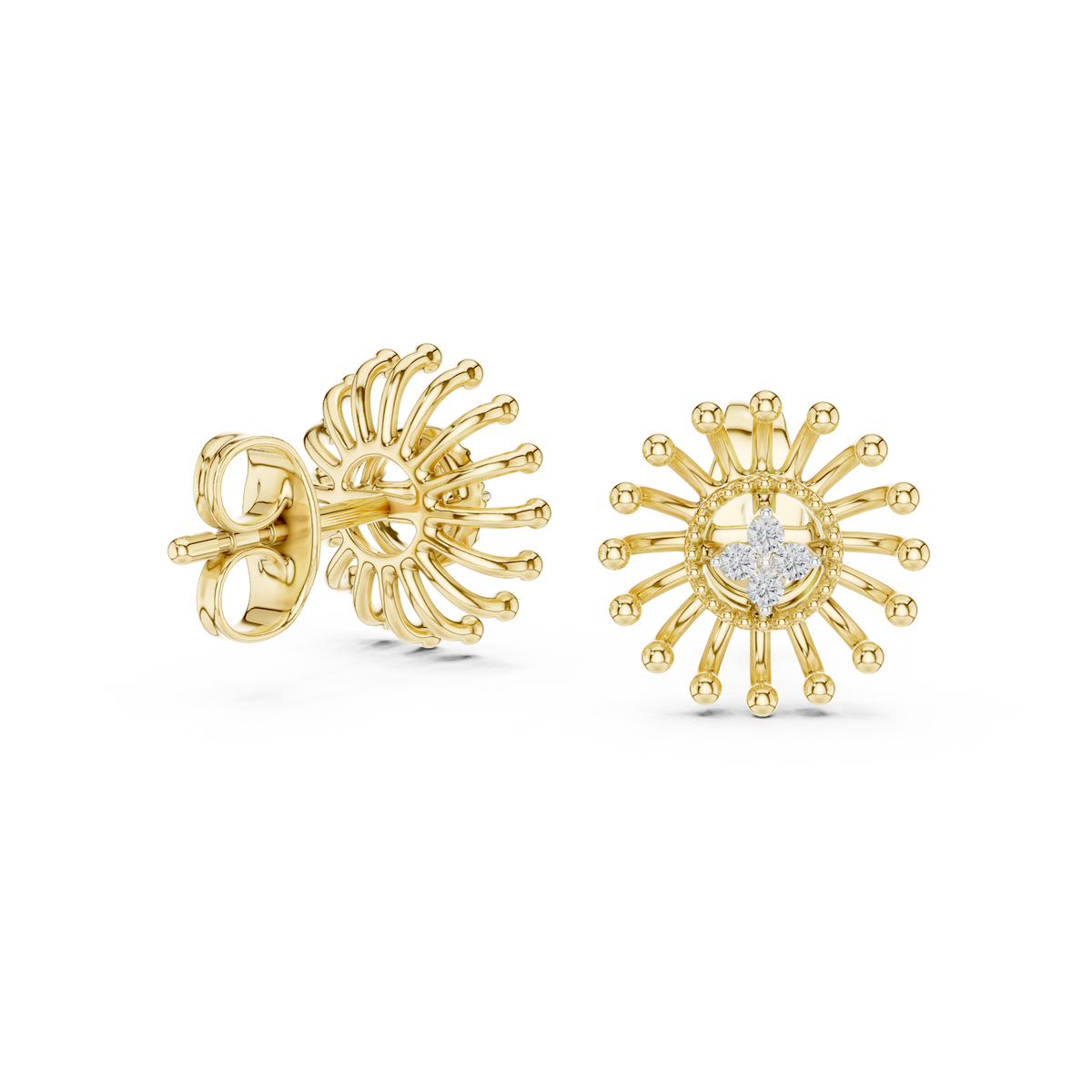 Round Cut Sunburst Cluster Lab Grown Diamond Earring